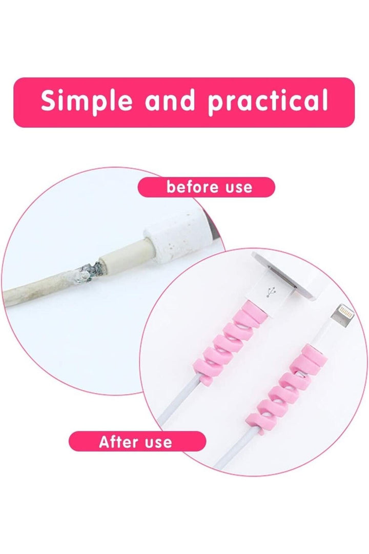 Spiral Kablo Koruyucu Silikon Set Şarj Kulaklık Kablosu Renkli Koruyucu Kutulu 4 Adet Kablo Koruma