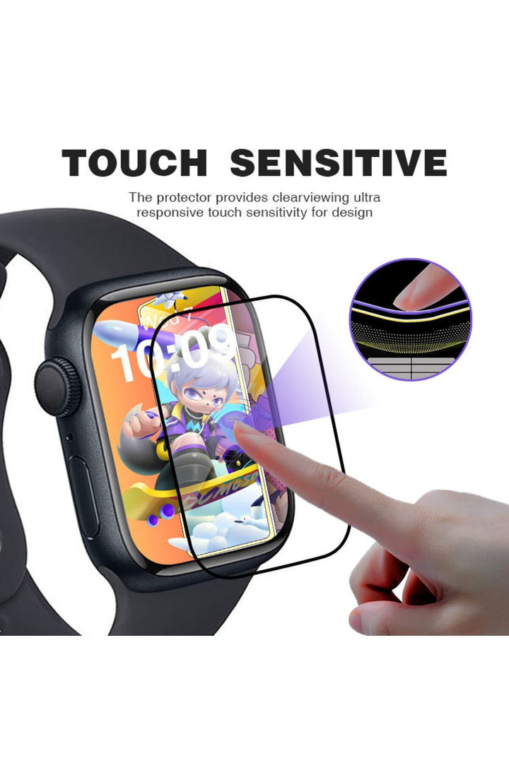 Apple Watch 8 7 41mm Uyumlu Watch Ekran Koruyucu Darbelere Dayanıklı Tam Kaplayan Esnek Nano Cam