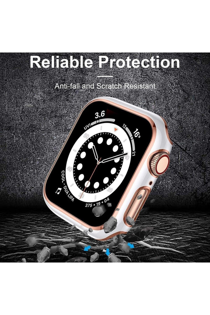 Apple Watch 8 7 41mm Uyumlu Kılıf Ekran ve Kasa Koruyucu Tam Kaplayan Parlak Watch Kasa Koruma