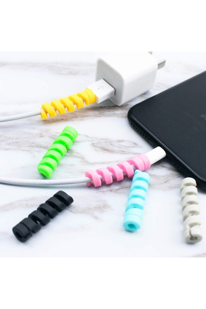 Spiral Kablo Koruyucu Silikon Set Şarj Kulaklık Kablosu Renkli Koruyucu Kutulu 4 Adet Kablo Koruma