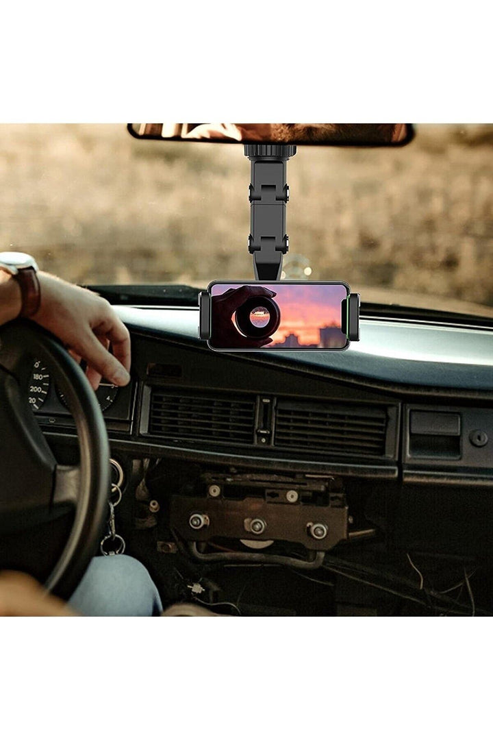 Araç Içi Dikiz Aynası Arka Koltuk Ve Masaüstü Montajlı Ayarlanabilir Siyah Renk Telefon Tutucu
