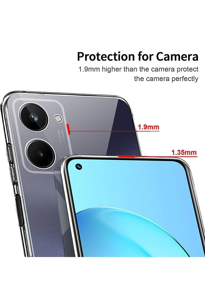 Realme 10 4G Uyumlu Kılıf 3D Kamera Korumalı Darbe Önleyici Şeffaf Transparan Esnek Silikon