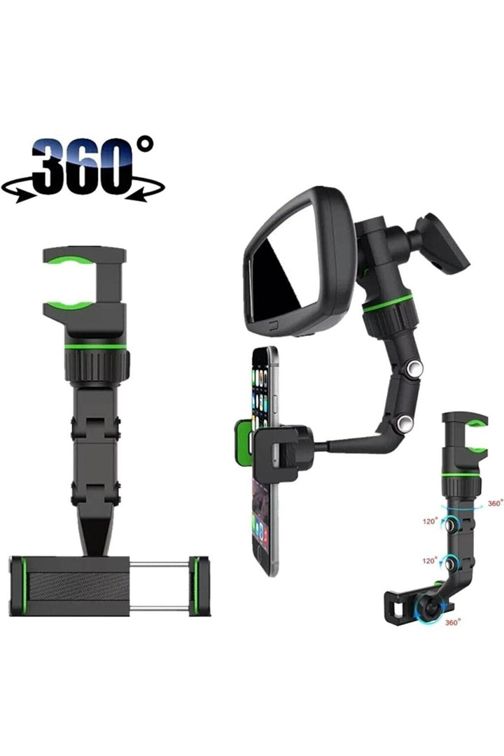 Araç Içi Dikiz Aynası Arka Koltuk Ve Masaüstü Montajlı Ayarlanabilir Siyah Renk Telefon Tutucu